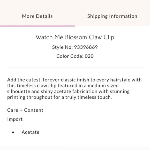 Nwt FP Watch Me Blossom Hair Claw Clip